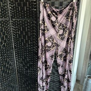 Missguided Black and Purple Wide Leg Pants